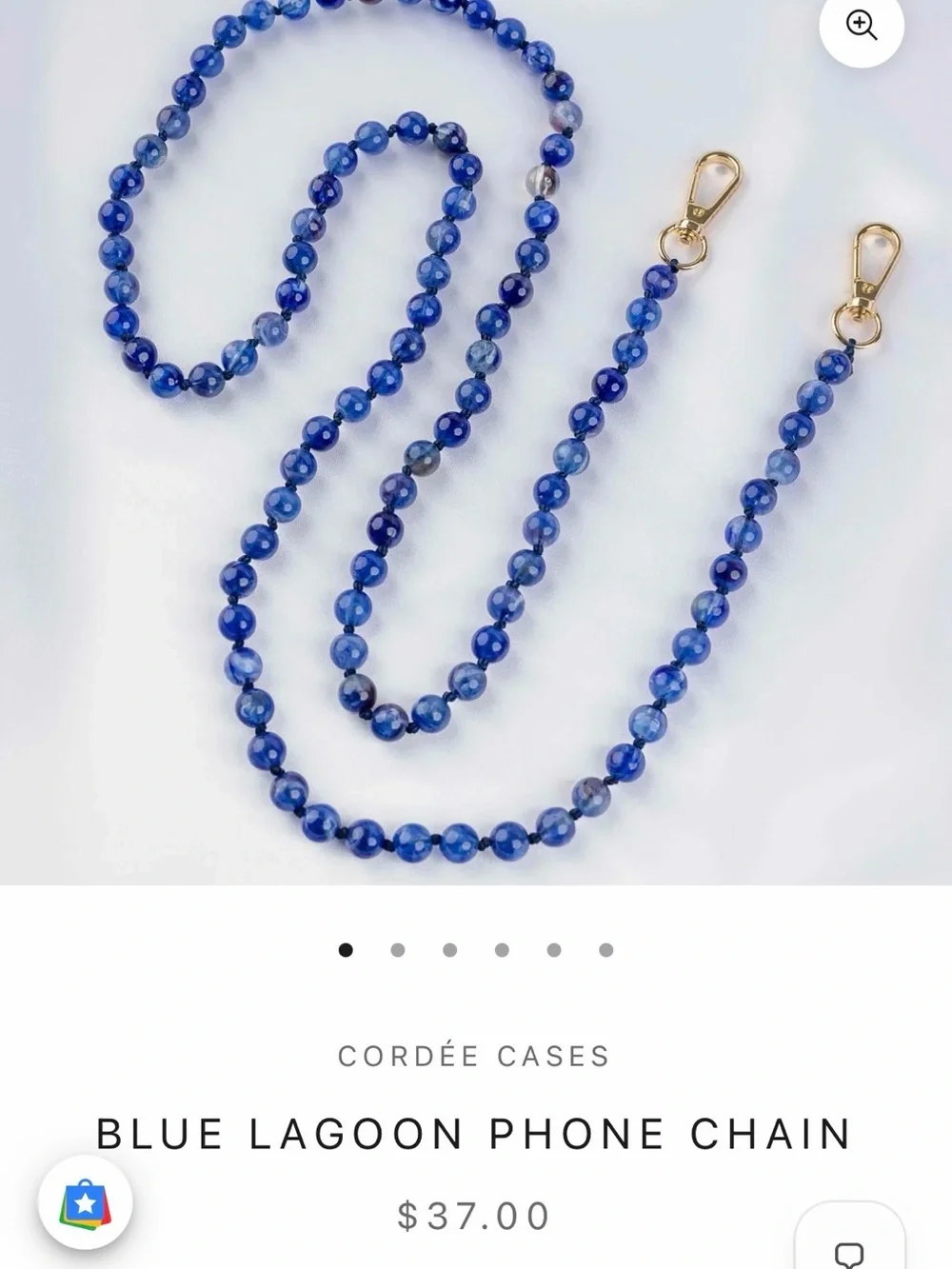 Cordee Floral Clear iPhone 14 Pro Case with Blue Lagoon Phone Chain